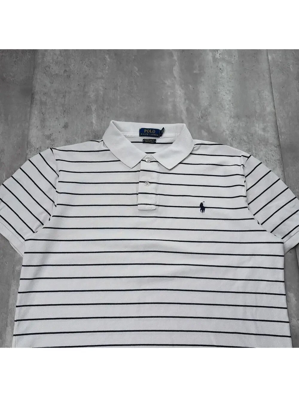 Y2K White Polo Ralph Lauren Striped Polo Shirt